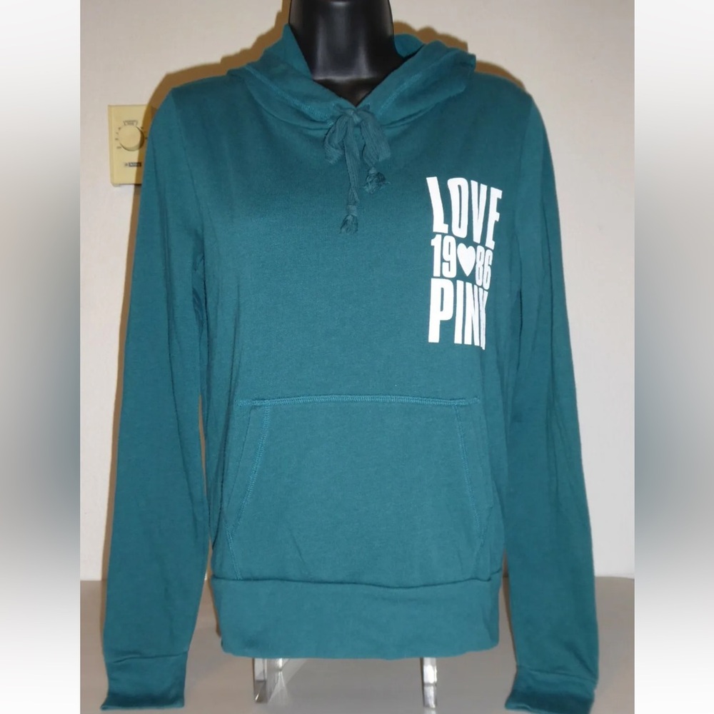 VICTORIA'S SECRET PINK PULLOVER HOODIE DARK FOREST GREEN SIZE EXTRA SMALL